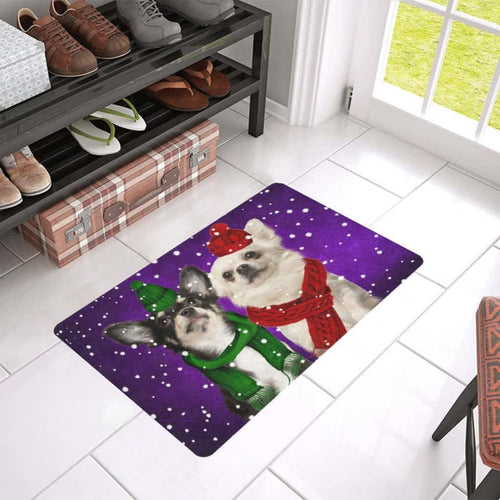 Christmas Green And Red Dog Lover Doormat Welcome Mat