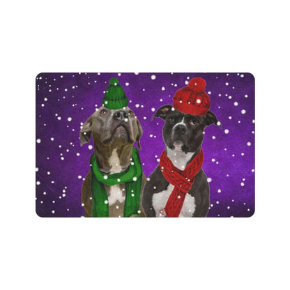 Christmas Green And Red Pitbull Dog Lover Doormat Welcome Mat