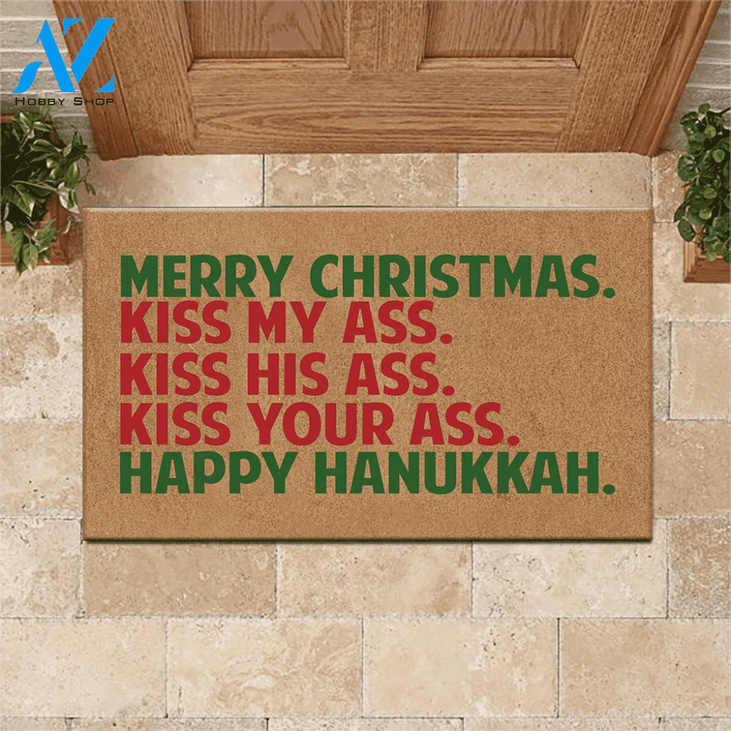 Christmas Hanukkah Doormat Merry Christmas Happy Hanukkah | Welcome Mat | House Warming Gift