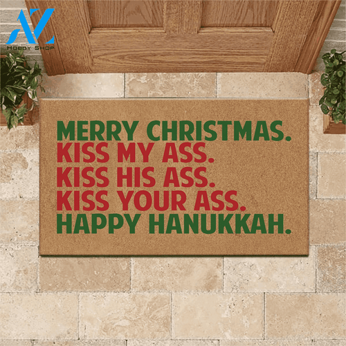 Christmas Hanukkah Doormat Merry Christmas Happy Hanukkah | Welcome Mat | House Warming Gift
