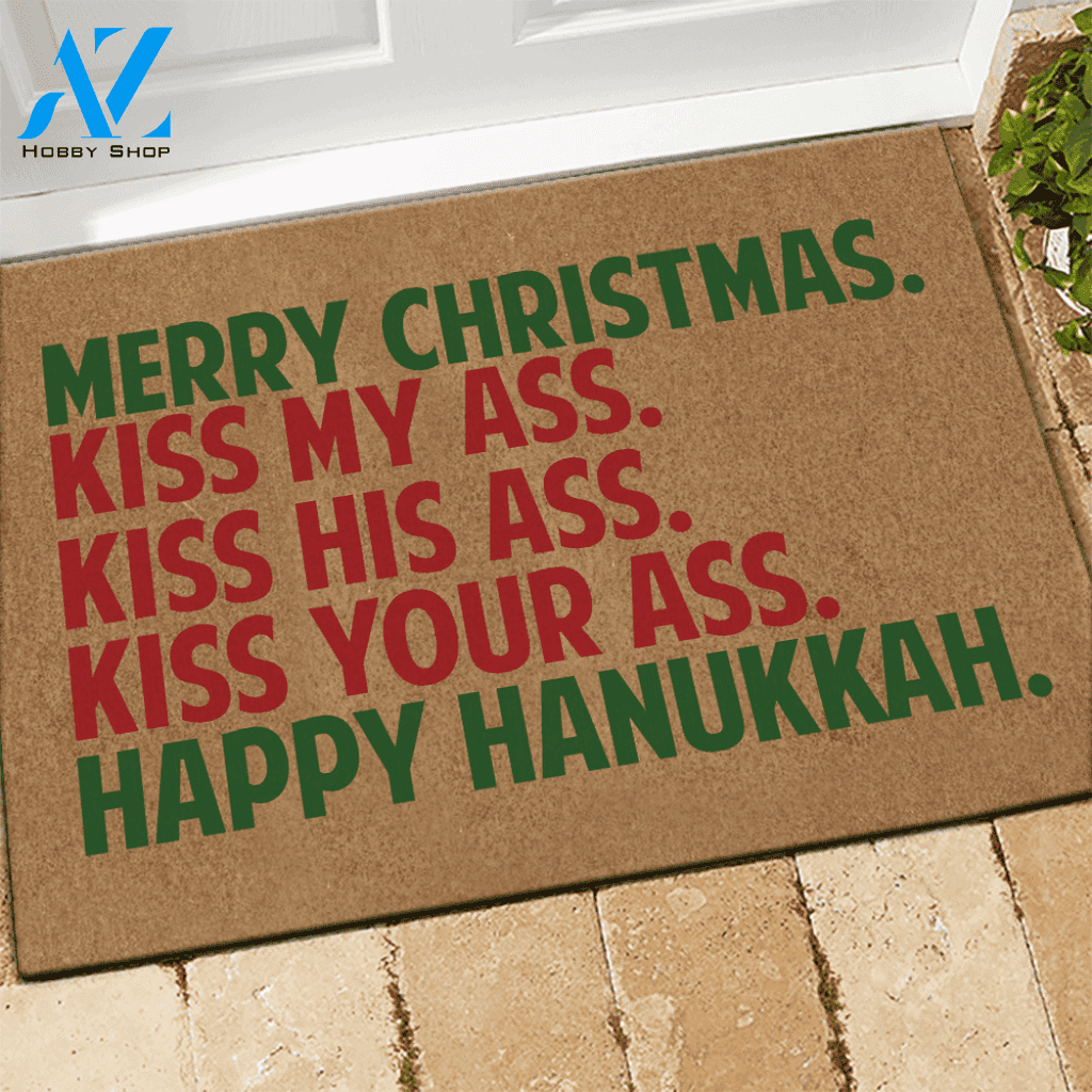 Christmas Hanukkah Doormat Merry Christmas Happy Hanukkah | Welcome Mat | House Warming Gift
