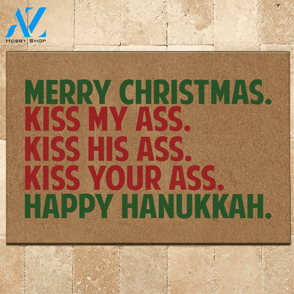 Christmas Hanukkah Doormat Merry Christmas Happy Hanukkah | Welcome Mat | House Warming Gift