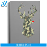 Christmas Holiday Rudolf Reindeer Red Nose Camo Hunting Canvas Wall Art