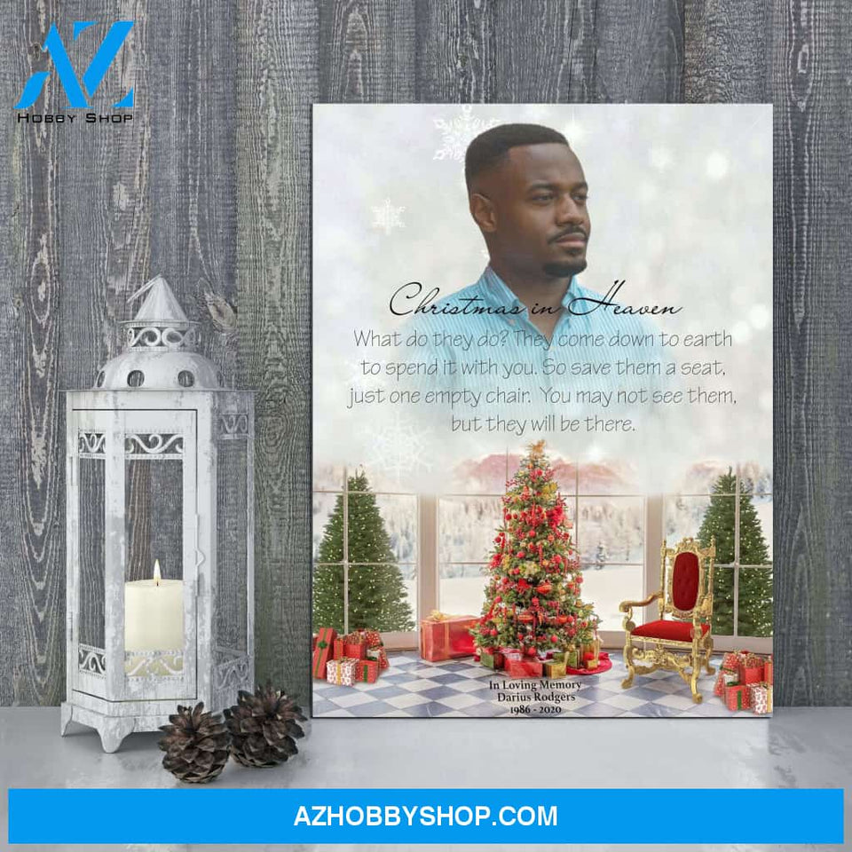 Christmas In Heaven A Taste Of Christmas, Personalized Photo Memorial Canvas, Canvas Wall Art Gift For Family Gift for Remembrance