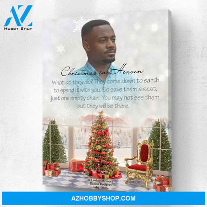 Christmas In Heaven A Taste Of Christmas, Personalized Photo Memorial Canvas, Canvas Wall Art Gift For Family Gift for Remembrance