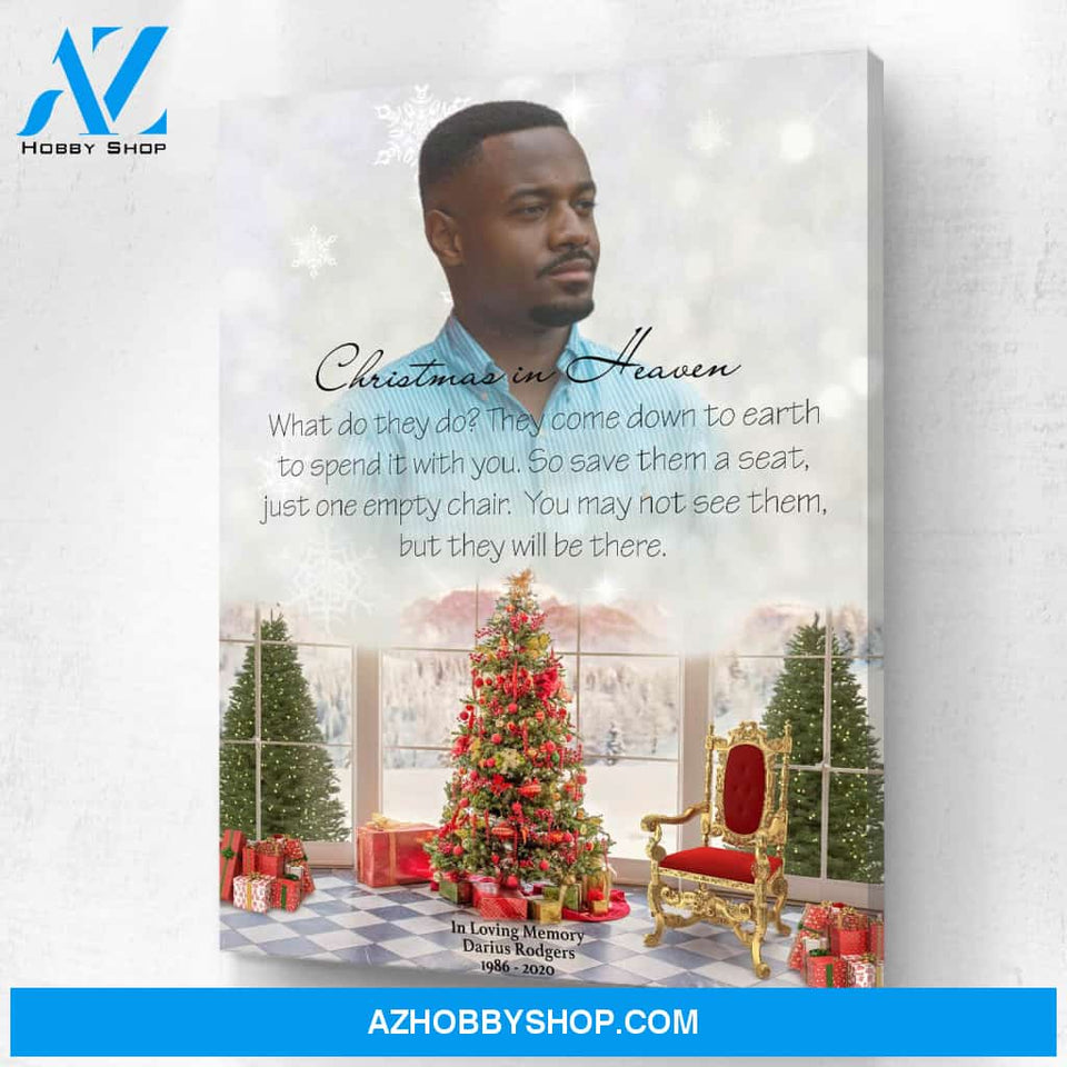 Christmas In Heaven A Taste Of Christmas, Personalized Photo Memorial Canvas, Canvas Wall Art Gift For Family Gift for Remembrance