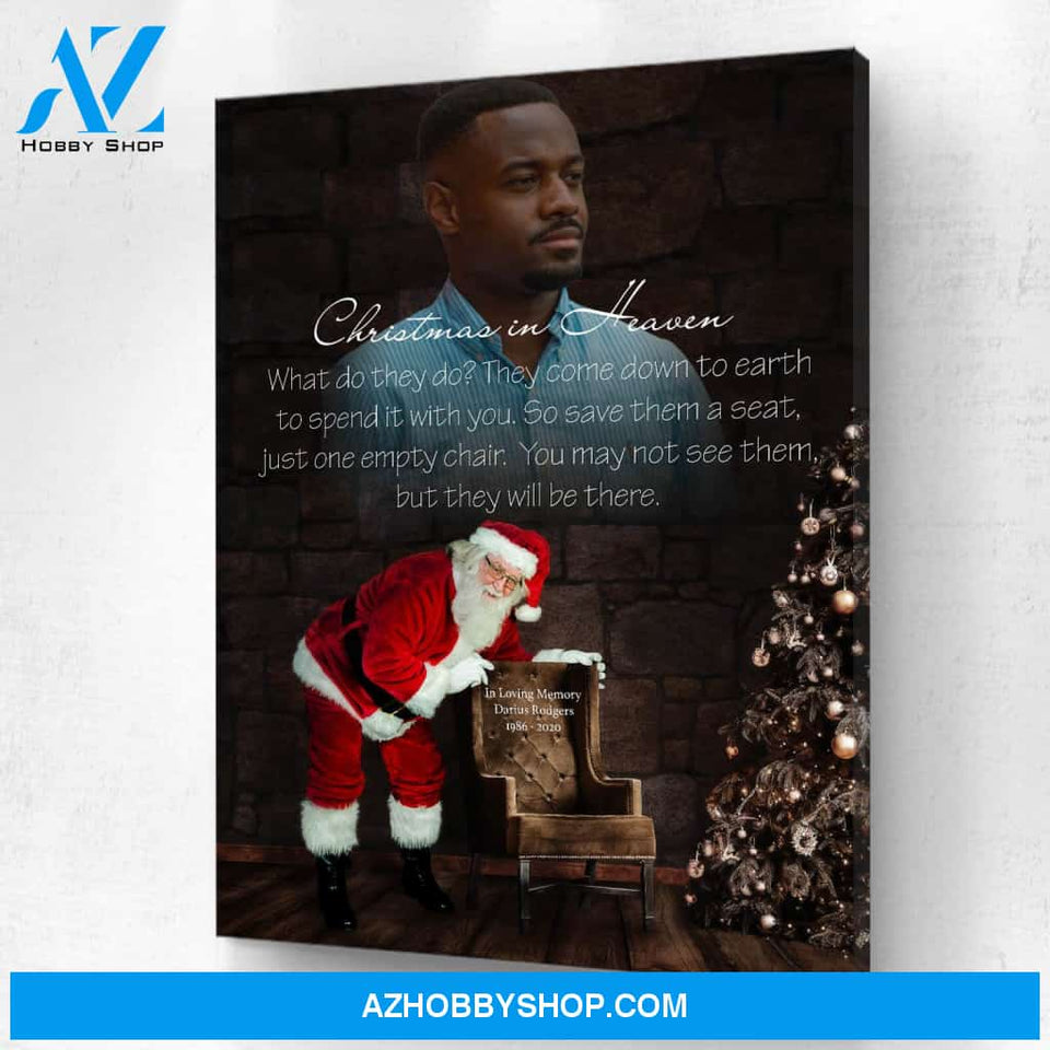 Christmas in Heaven - All Hearts Come Home for Christmas Personalized Photo Memorial Canvas, Canvas Wall Art Gift for Family
