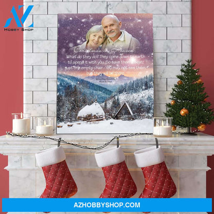 Christmas In Heaven In Loving Memory, Personalized Photo Memorial Canvas, Canvas Wall Art Gif For Family Gift