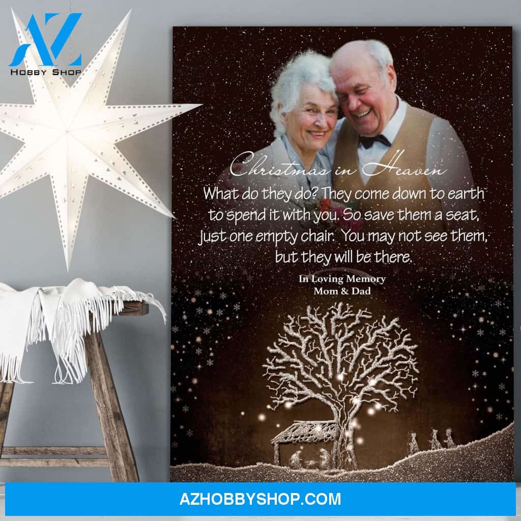 Christmas In Heaven My Christmas Angels Background, Personalized Photo Memorial Canvas, Canvas Wall Art Gift For Family Gift for Remembrance