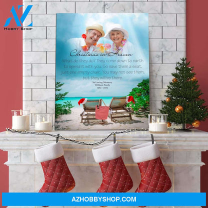 Christmas In Heaven Christmas In Paradise Background, Personalized Photo Memorial Canvas, Canvas Wall Art Gif For Family Gift