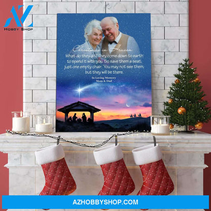 Christmas In Heaven Rejoice, Personalized Photo Memorial Canvas, Canvas Wall Art Gift For Family Gift for Remembrance