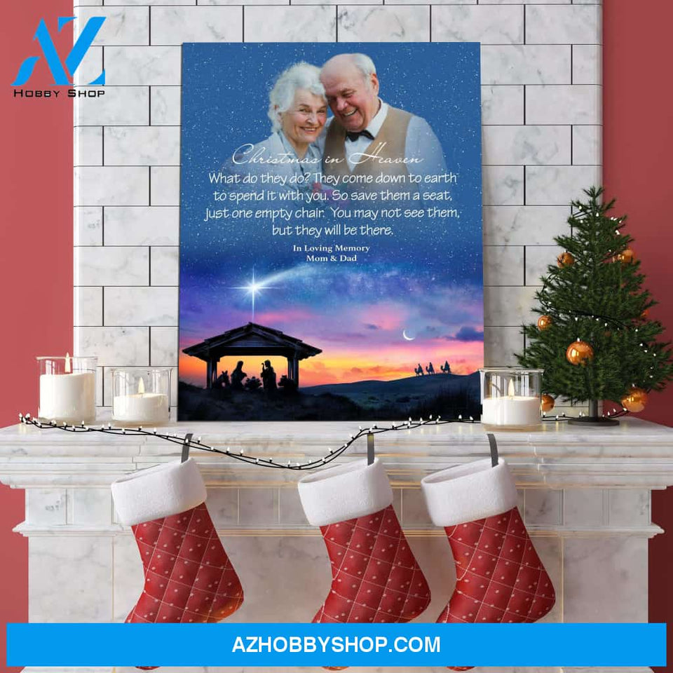 Christmas In Heaven Rejoice, Personalized Photo Memorial Canvas, Canvas Wall Art Gift For Family Gift for Remembrance