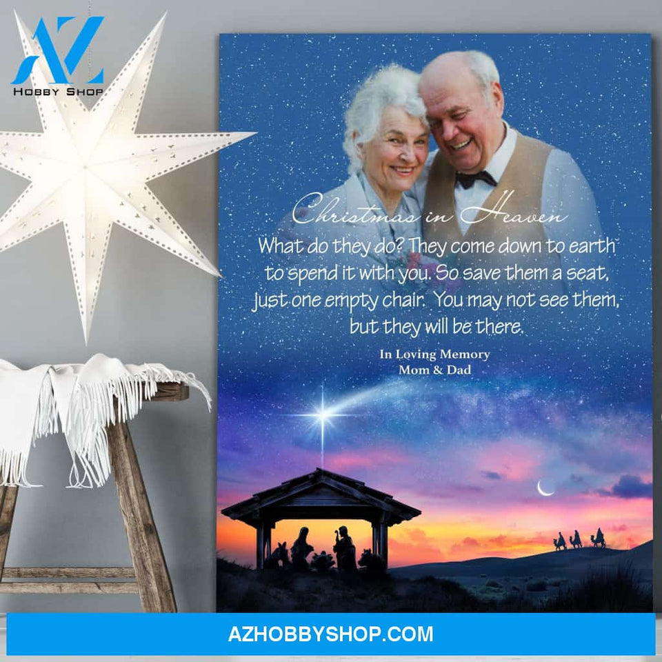 Christmas In Heaven Rejoice, Personalized Photo Memorial Canvas, Canvas Wall Art Gift For Family Gift for Remembrance