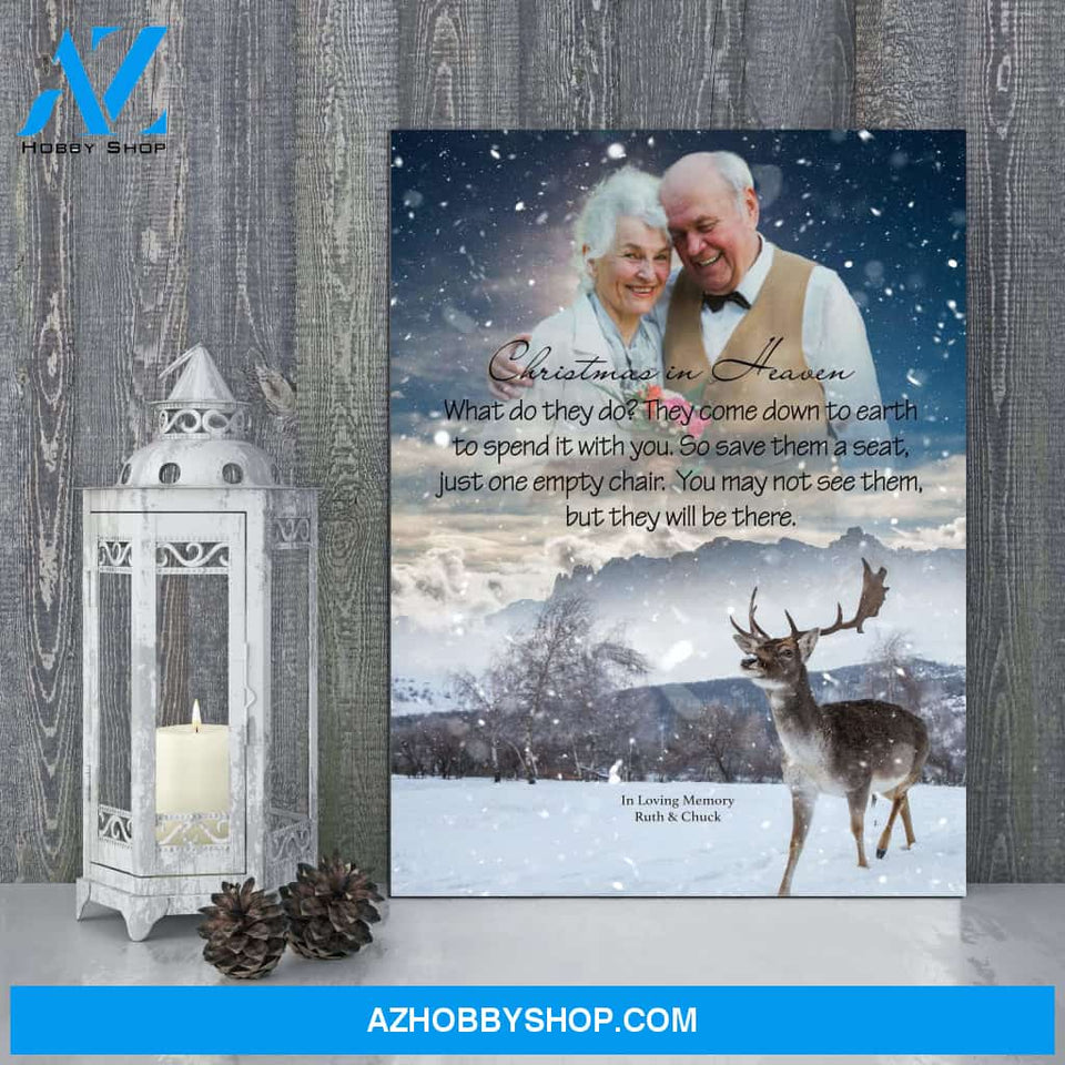 Christmas In Heaven The Spirit Of Christmas, Personalized Photo Memorial Canvas, Canvas Wall Art Gift For Family Gift for Remembrance
