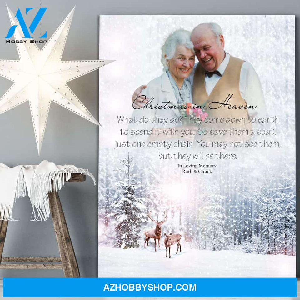 Christmas In Heaven White Christmas Background, Canvas, Canvas Wall Art Gift For Family Gift for Remembrance