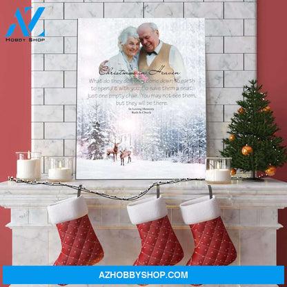 Christmas In Heaven White Christmas Background, Personalized Photo Memorial Canvas, Canvas Wall Art Gift For Family Gift for Remembrance