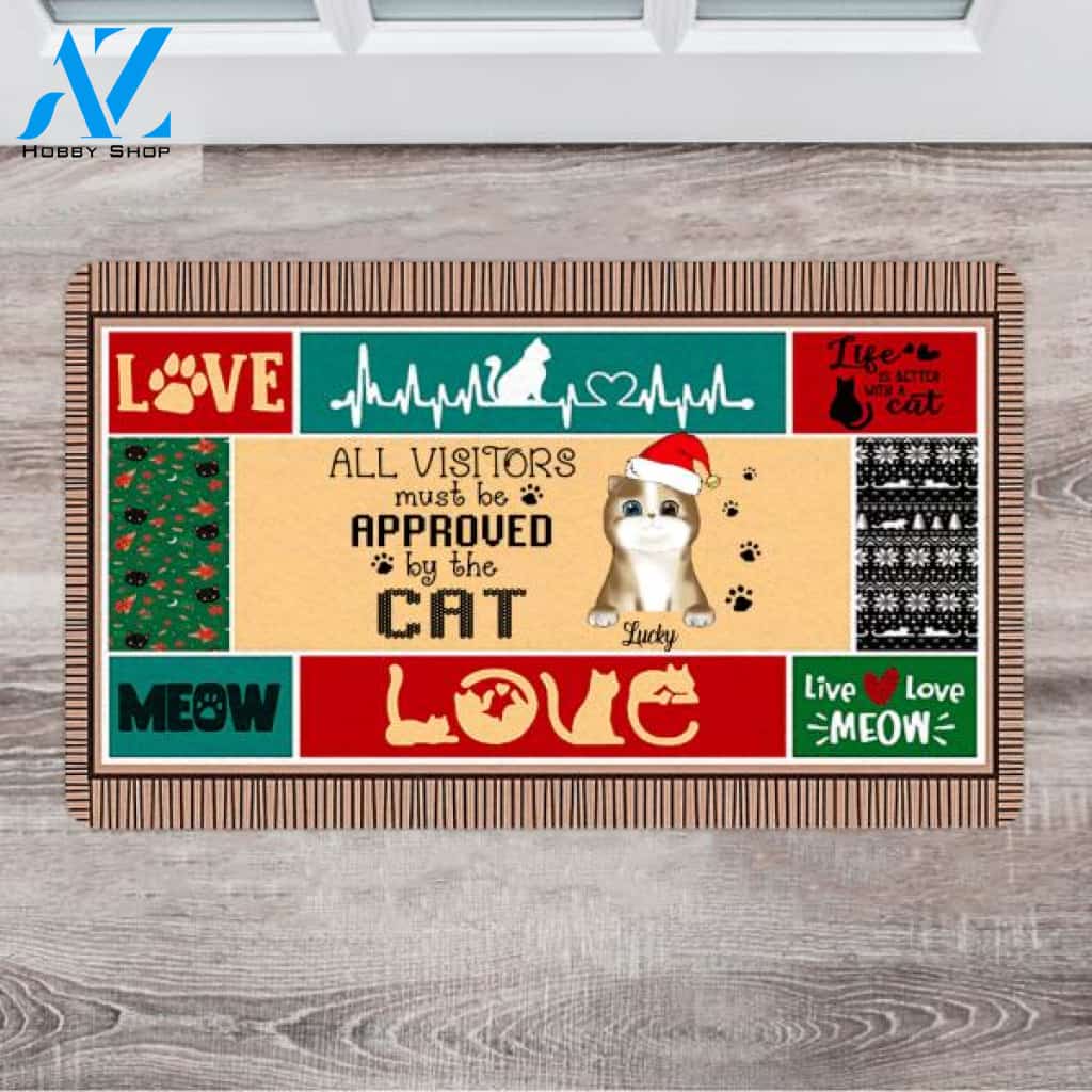 Personalized Christmas Indoor Doormat - Gift Ideas For Cat Lovers - Up To 6 Cats