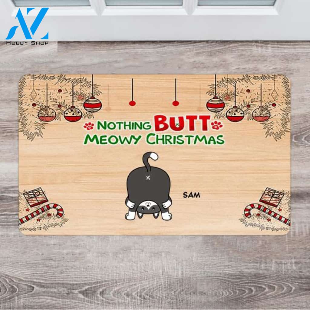 Personalized Christmas Indoor Doormat - Unusual Gifts For Cat Lovers - Up To 5 Cats