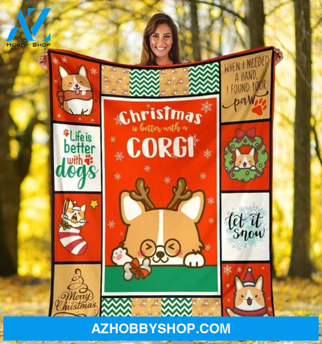 Christmas Is Better With A Corgi Blanket Gift For Dog Lovers Home Decor Bedding Couch Sofa Soft and Comfy Cozy