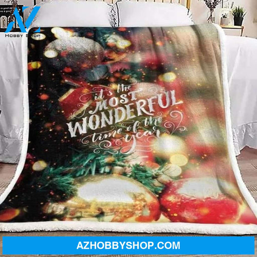 Christmas It's The Most Wonderful Time Of The Year Fleece Blanket Gift For People Home Decor Bedding Couch Sofa Soft And Comfy Cozy