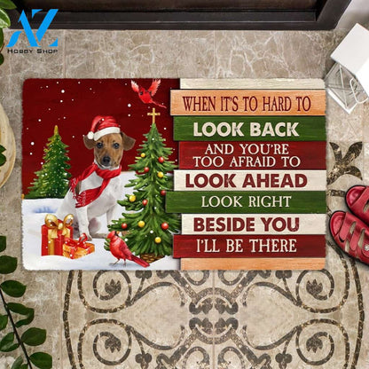 Christmas Jack Russell Terrier Look right beside you Doormat