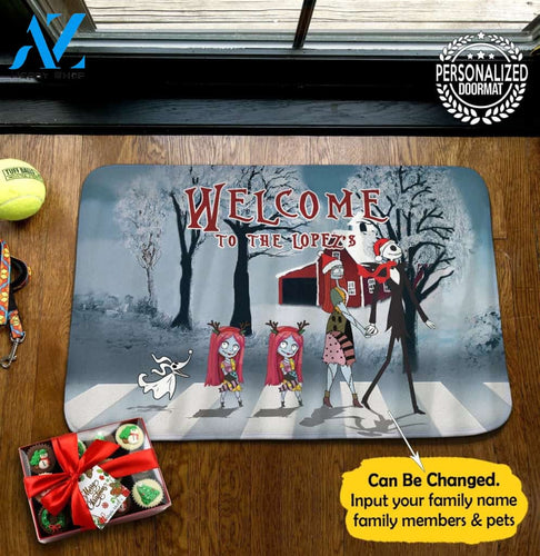 Christmas Jack Sally Family Doormat