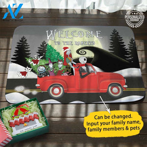 Christmas Jack Sally Personalized Doormat