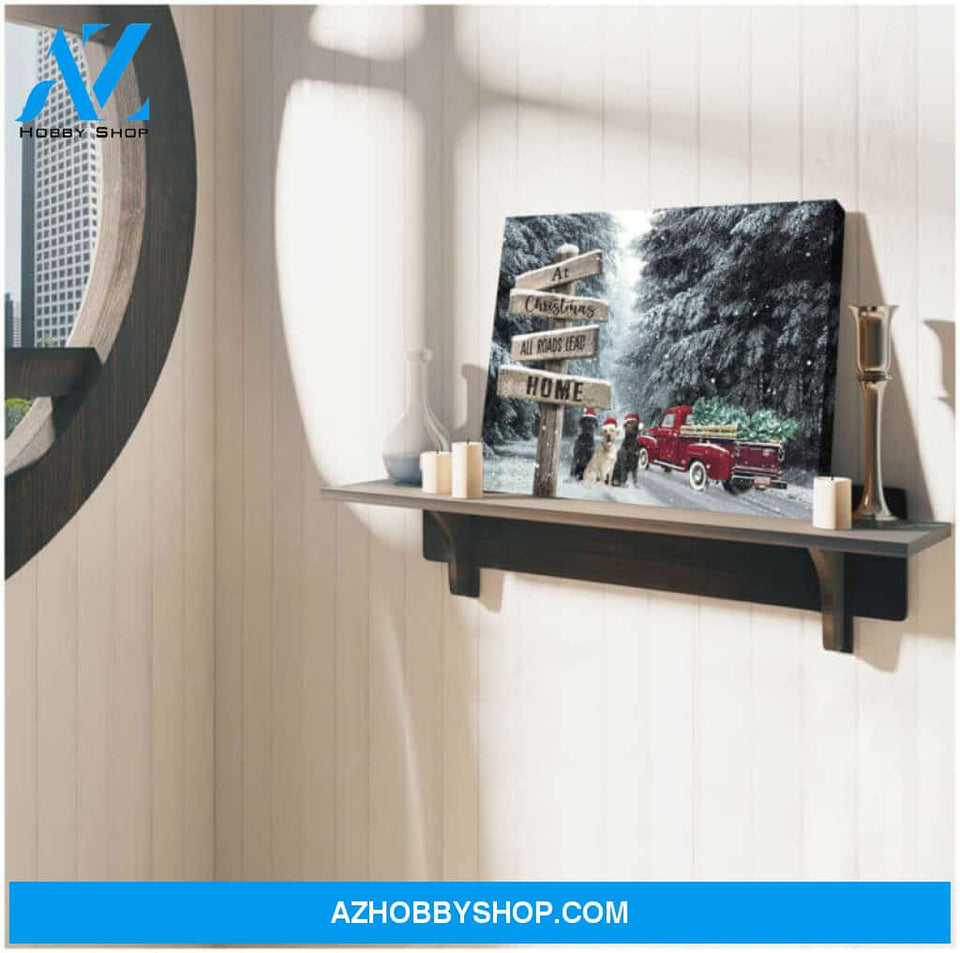 Ohcanvas Christmas Labrador retriever Canvas At Christmas all roads lead home Wall Art Decor