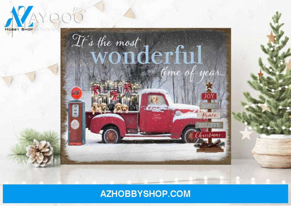 Ohcanvas Christmas Labrador retriever Canvas It's the most wonderful time of the year Wall Art Decor