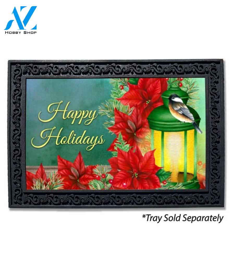 Christmas Lantern Chickadee Doormat - 18" x 30"