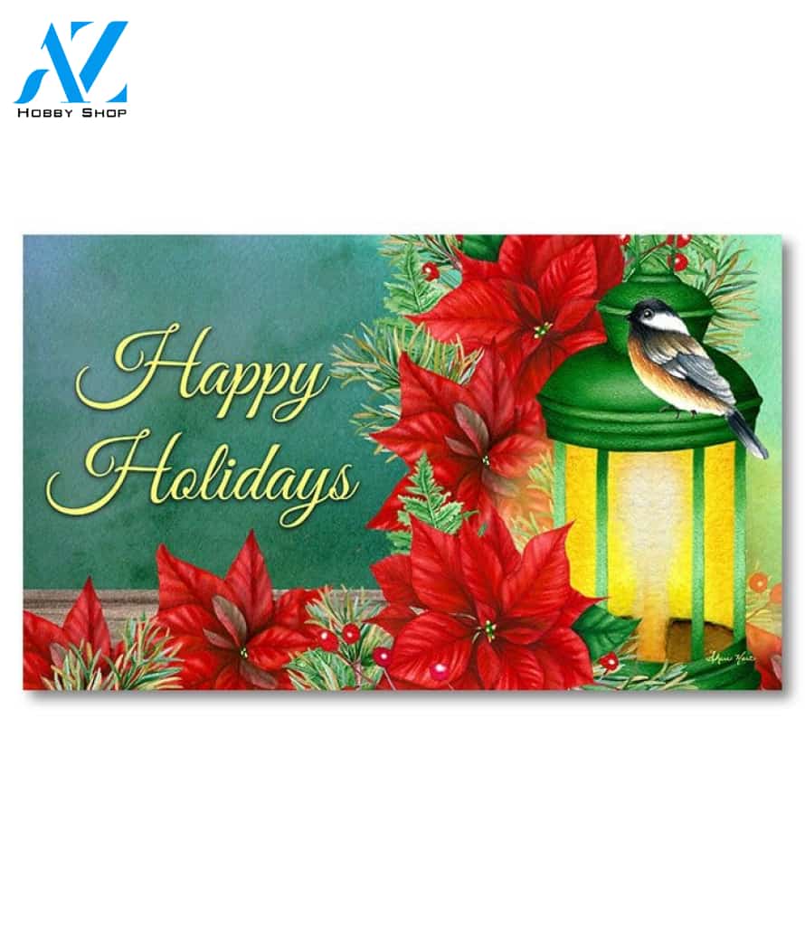 Christmas Lantern Chickadee Doormat - 18" x 30"