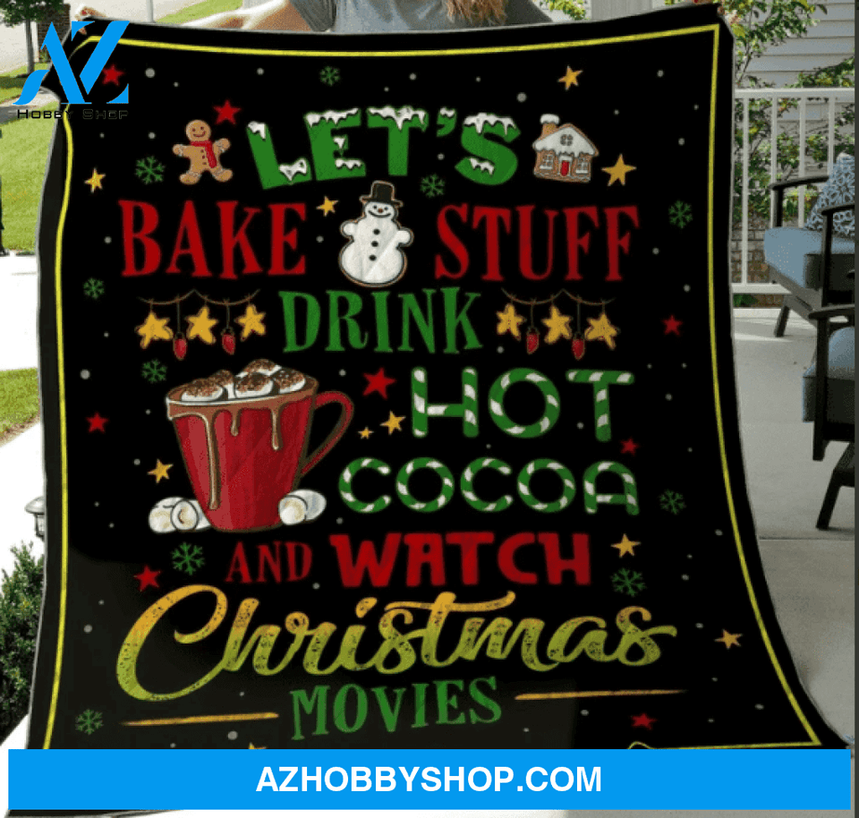 Christmas Let's Bake Stuff Drink Hot Cocoa Fleece Blanket Gift For Family,Birthday,Christmas,Friends,Couple Gift Home Decor Bedding Couch Sofa Soft and Comfy