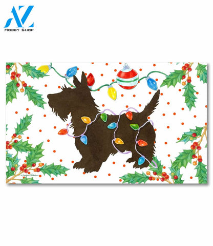 Christmas Lights Scottie Doormat - 18" x 30"