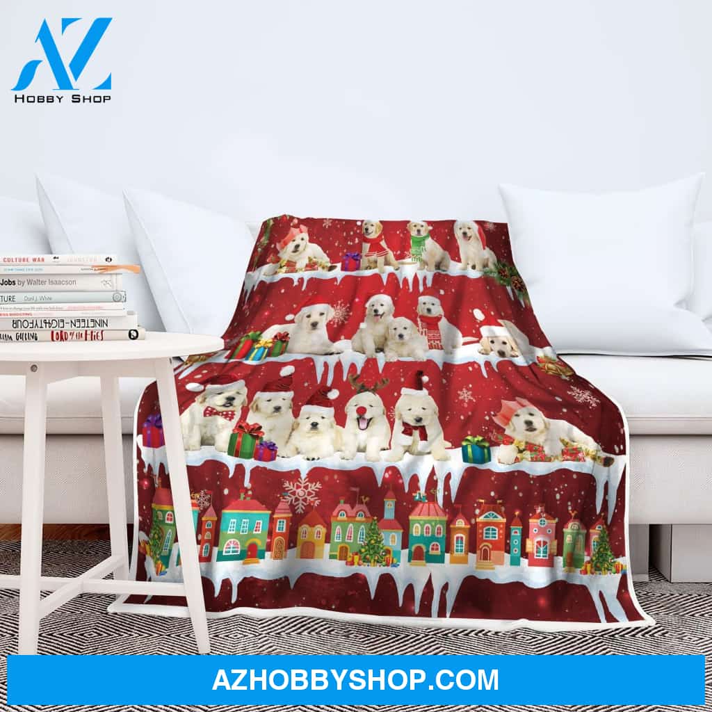 Christmas Line Golden Retriever Blanket Gift For Dad Birthday Gift Home Decor Bedding Couch Sofa Soft and Comfy Cozy