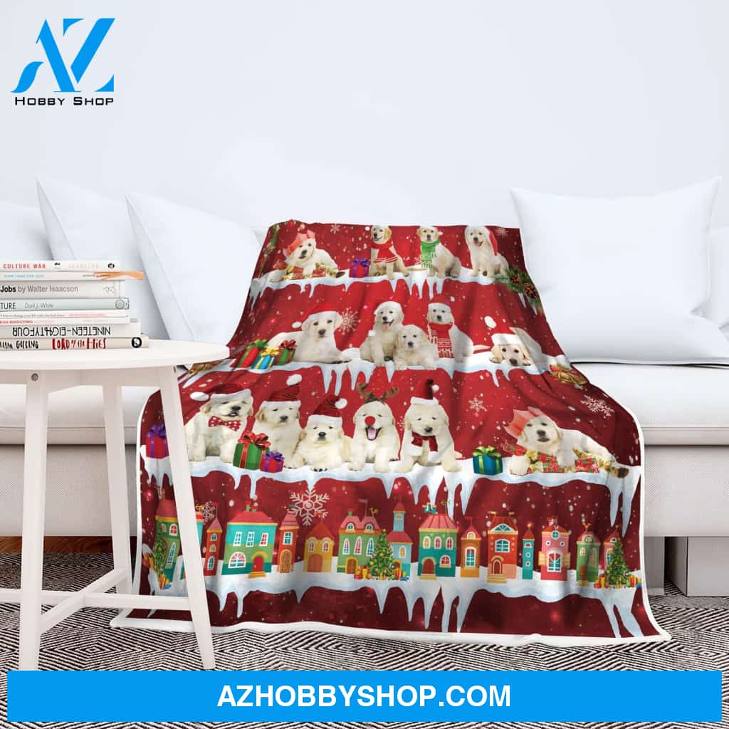 Christmas Line Golden Retriever Blanket Gift For Dad Birthday Gift Home Decor Bedding Couch Sofa Soft and Comfy Cozy