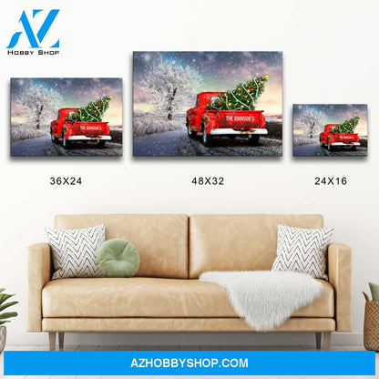 Christmas Old Truck Family Name Premium Canvas