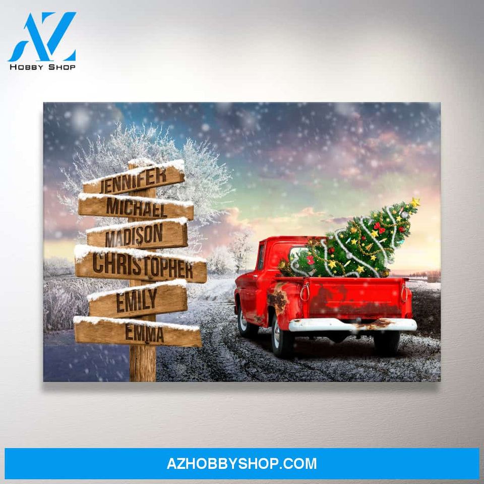 Christmas Old Truck Multi-Names Premium Canvas