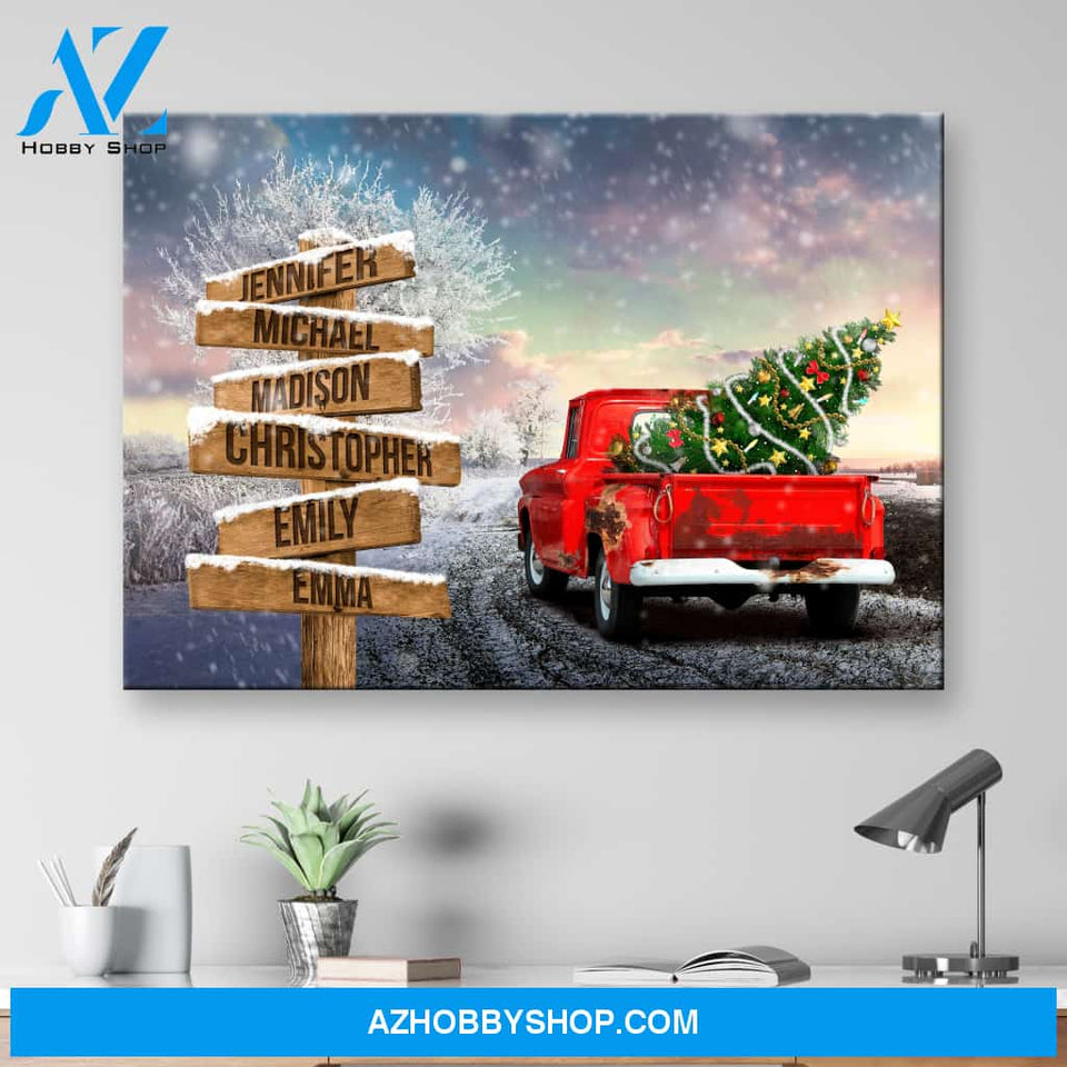 Christmas Old Truck Multi-Names Premium Canvas