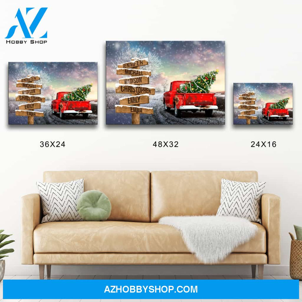 Christmas Old Truck Multi-Names Premium Canvas