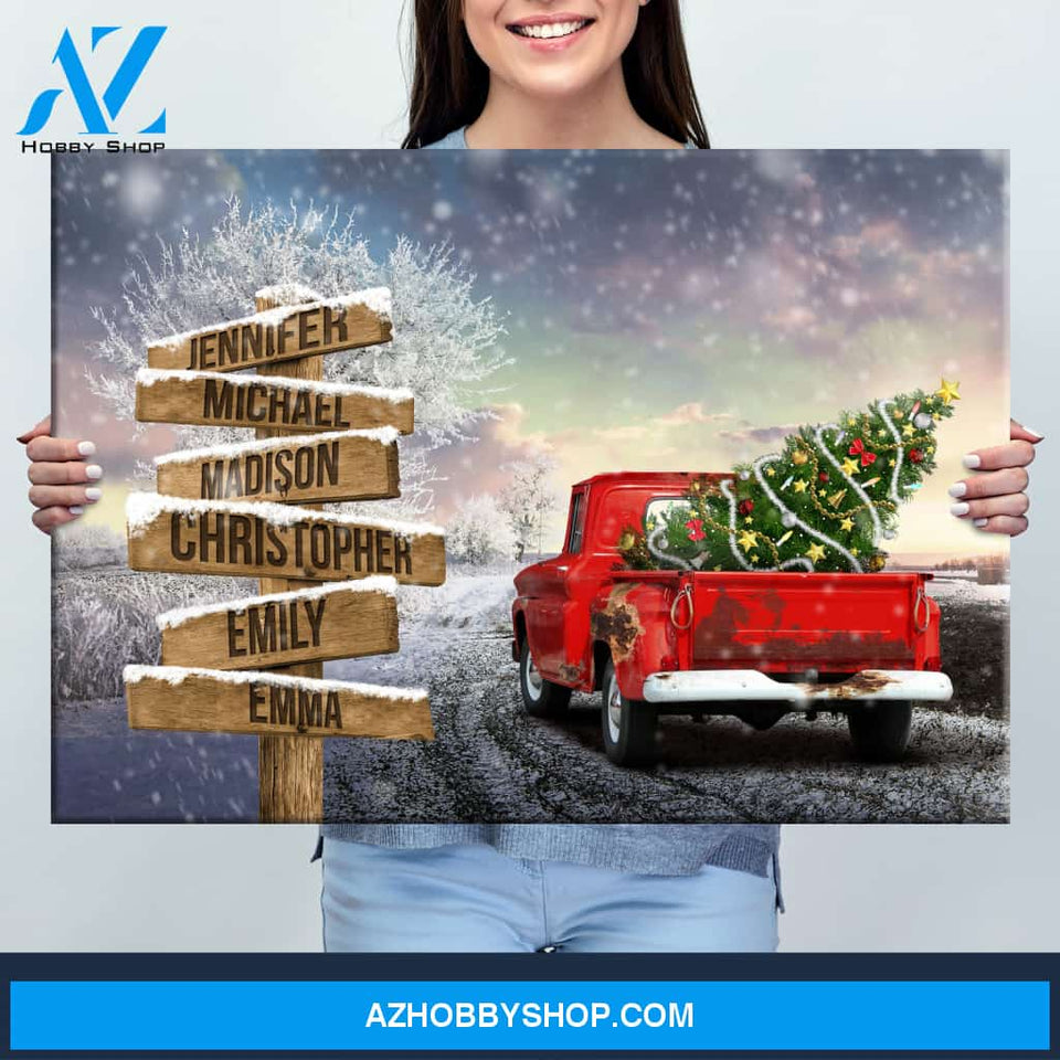 Christmas Old Truck Multi-Names Premium Canvas