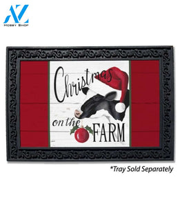 Christmas on the Farm Cow Doormat - 18" x 30"