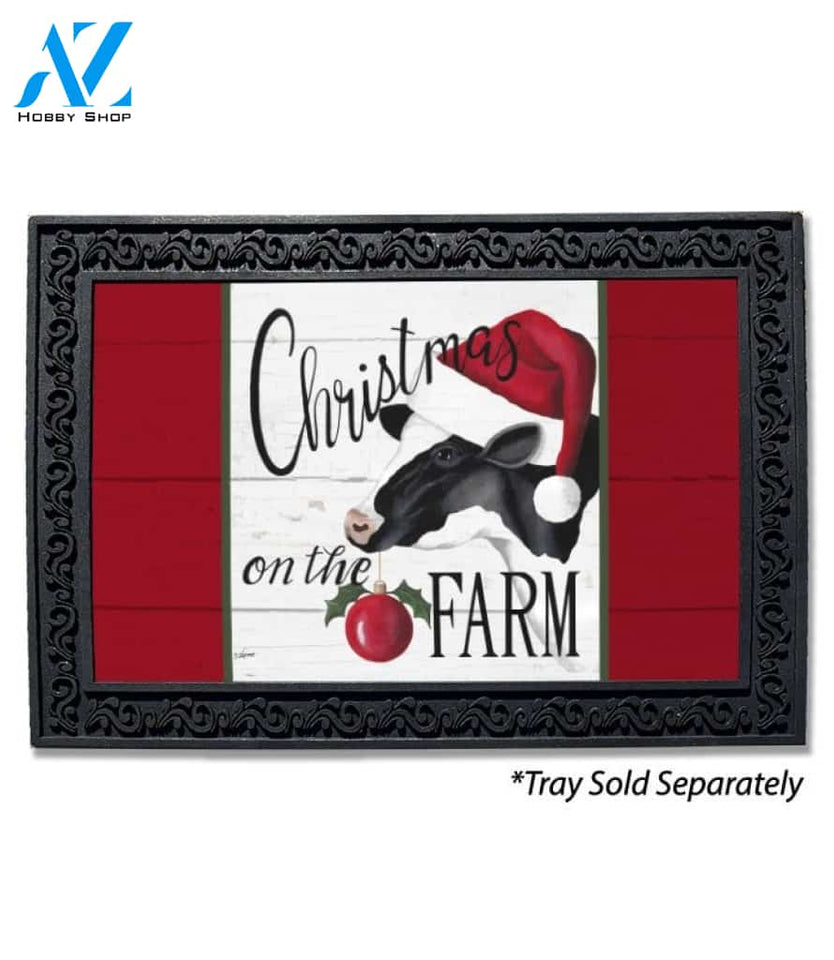 Christmas on the Farm Cow Doormat - 18" x 30"