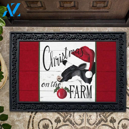 Christmas on the Farm Cow Doormat - 18" x 30"