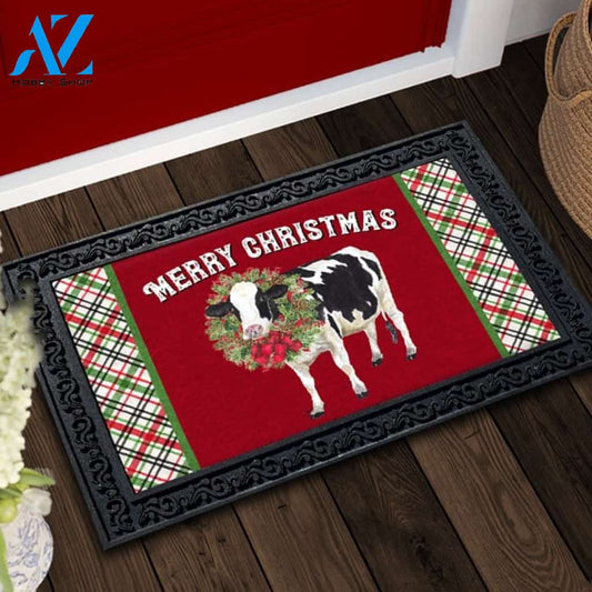 Christmas on the Farm Merry Christmas Cow Doormat - 18" x 30"