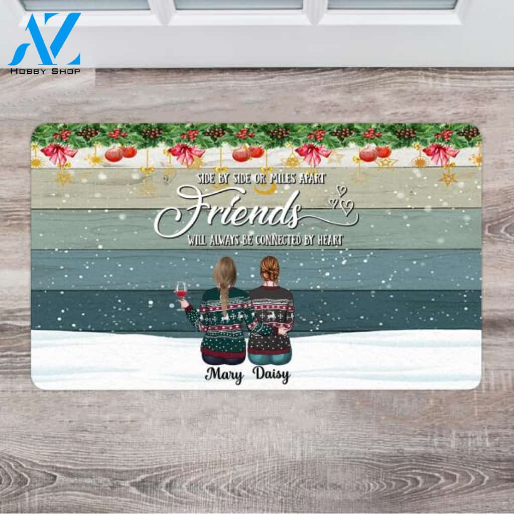 Personalized Christmas Outside Doormats - Long Distance Bff Gifts - Up To 5 Girls