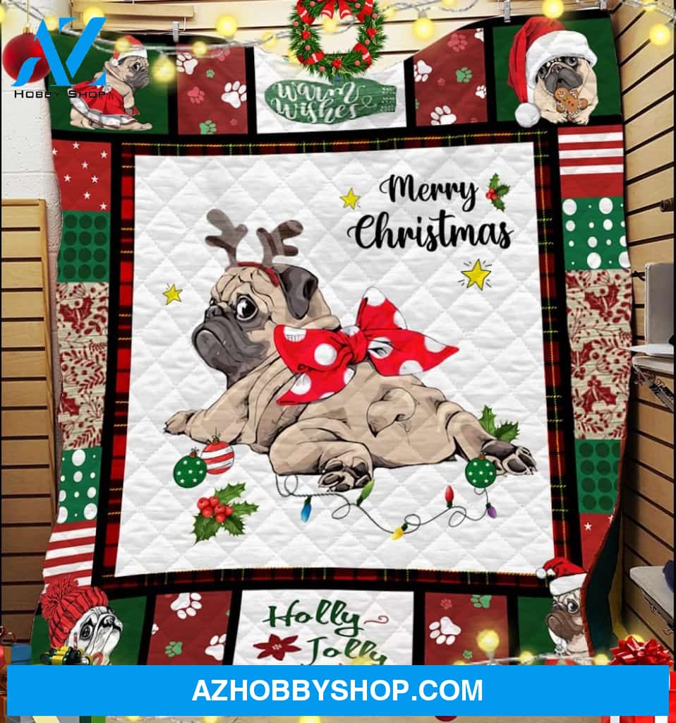 Christmas Pug Molly Jolly Blanket Gift For Chicken Lover and Farmer Birthday Gift Home Decor Bedding Couch Sofa Soft And Comfy Cozy