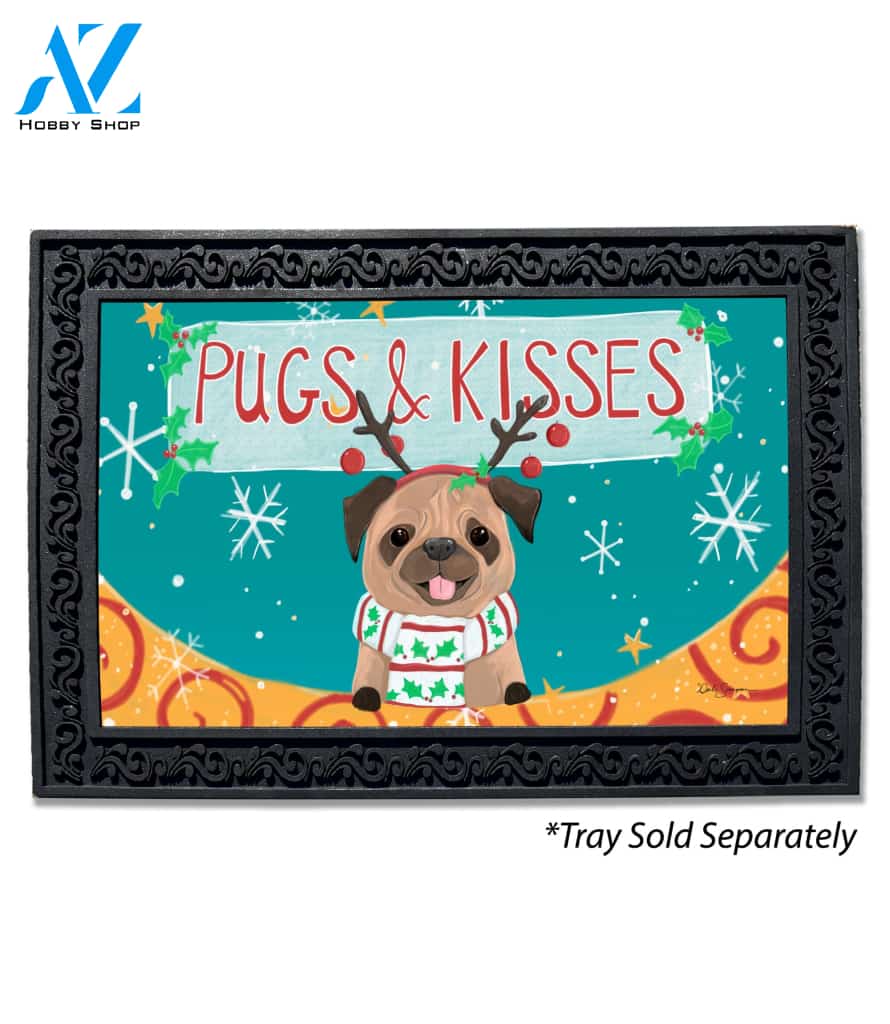 Christmas Pugs and Kisses Doormat - 18" x 30"