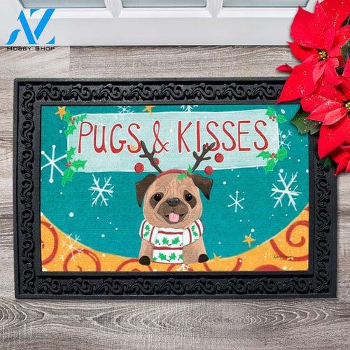 Christmas Pugs and Kisses Doormat - 18" x 30"