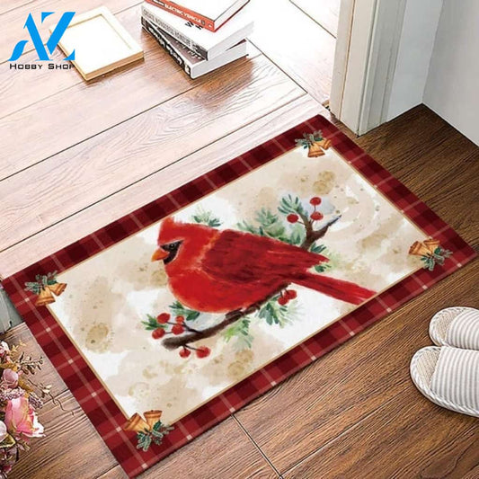 Christmas Red Cardinal Bells Doormat Indoor and Outdoor Mat Entrance Rug Sweet Home Decor Housewarming Gift Gift for Friend Family