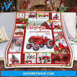 Christmas Red Tractor Throw Fleece Blanket